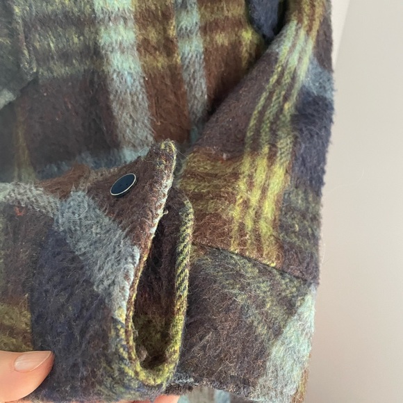 RARE PTP23” pure hippie wool vintage chore coat shacket plaid blues with jeans😱 - Picture 3 of 8